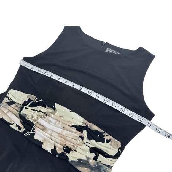 Jessica Howard Women Floral Print Sequin Jacket Maxi Dress Set SZ 6 Black/Beige - Picture 4 of 16